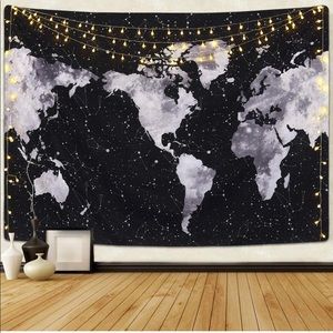 Starry World Map Tapestry